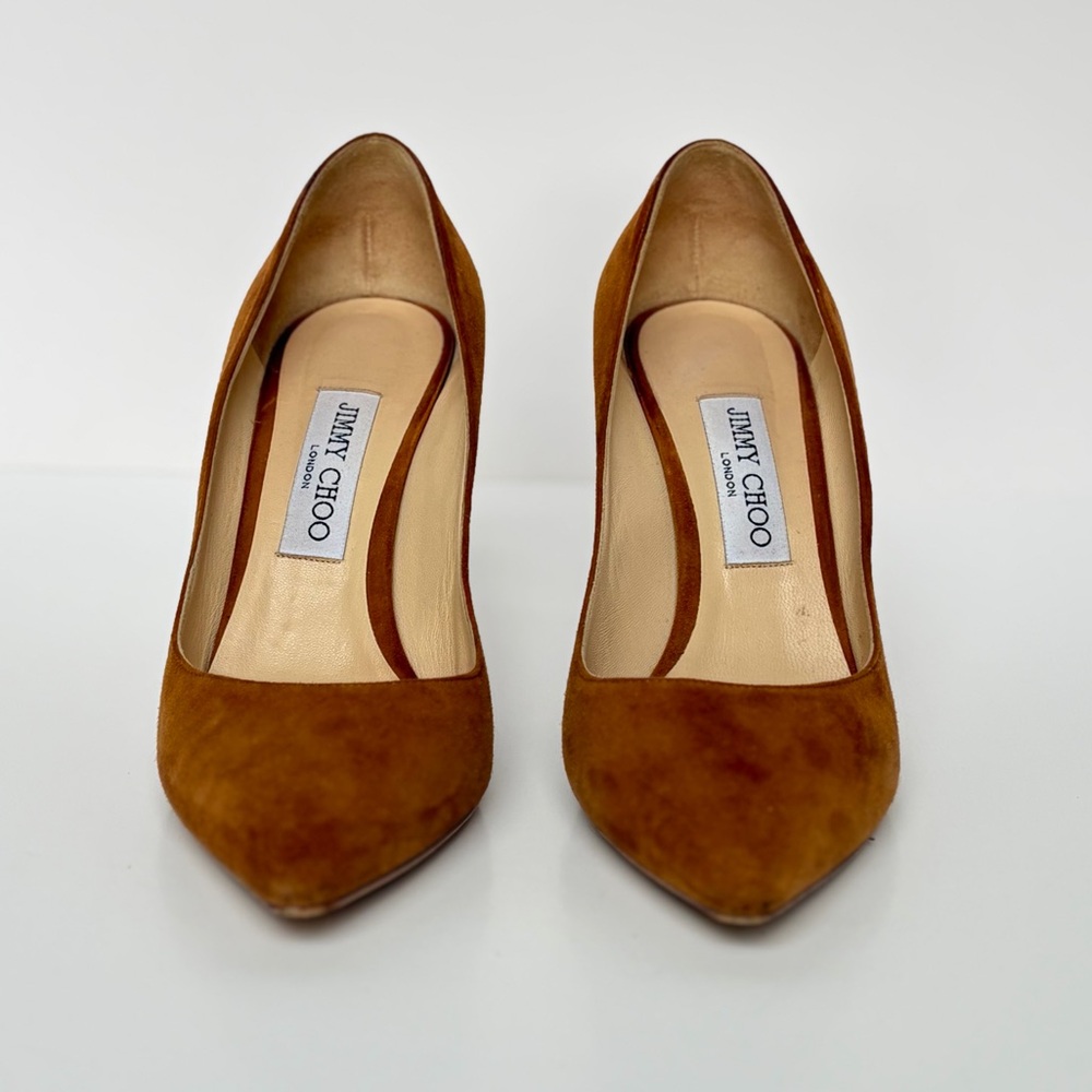 Jimmy Choo Romy 85 Tan/Camel Suede Pumps
